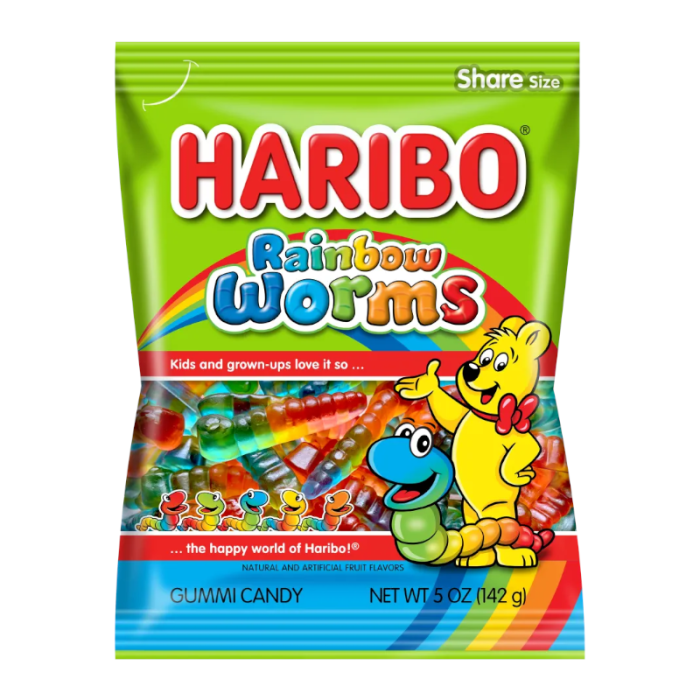 Haribo Rainbow Worms 142g - Cards & Candy
